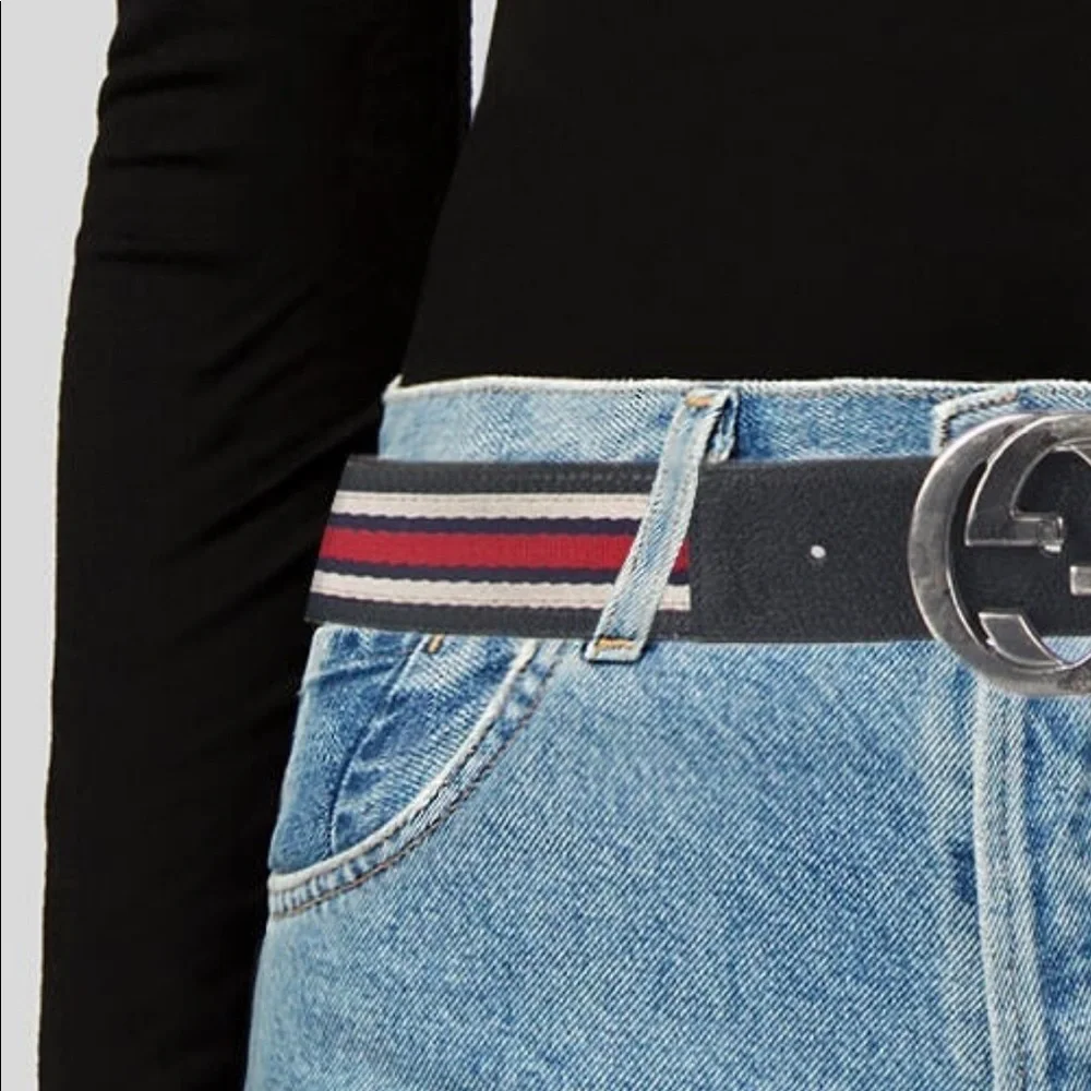 Gucci web accent belt measurements in photos